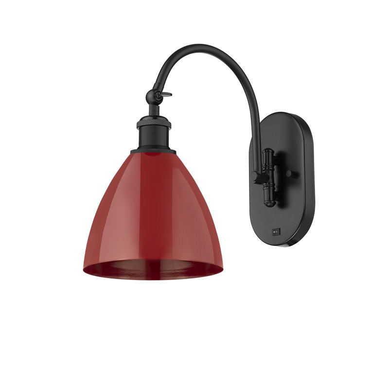Plymouth Dome Armed Sconce, Red, Matte Black