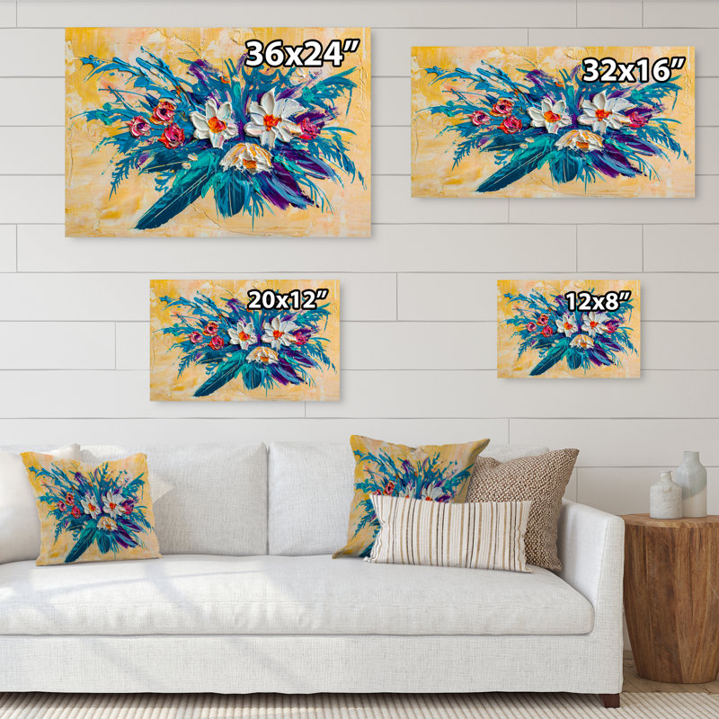 «Daisies Flowers Garden», reproduction sur toile flottante, H 12 po x l 20 po x P 1 po, Toile tendue