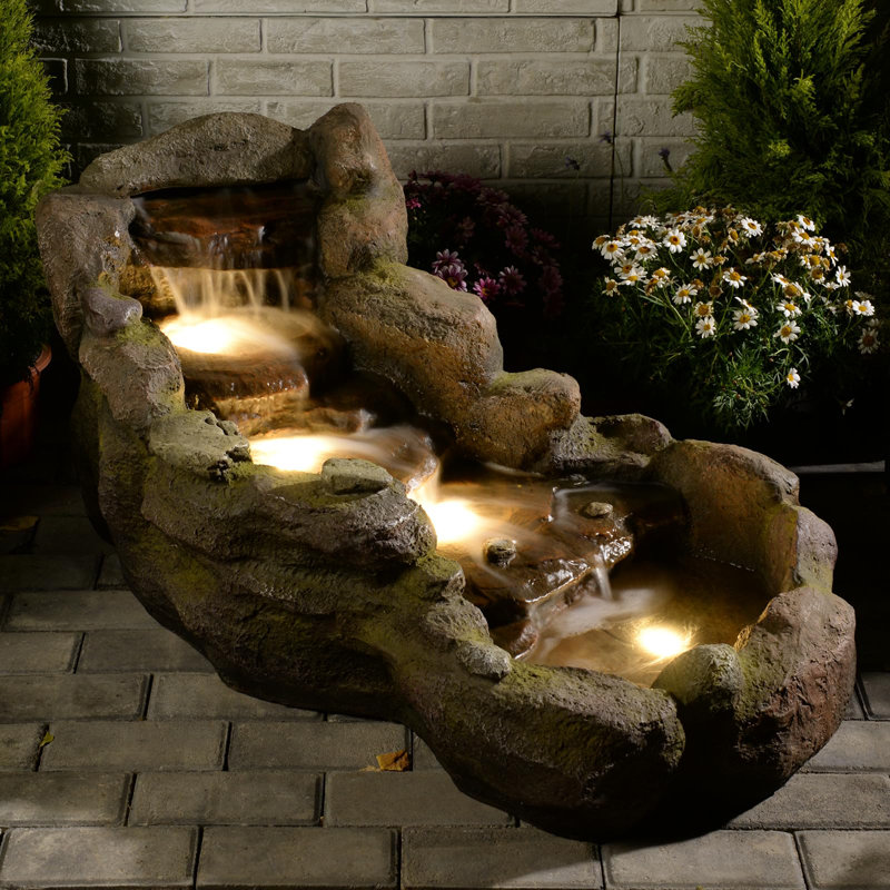 Arani Hand Crafted Weather Resistant Floor Fountain with Light