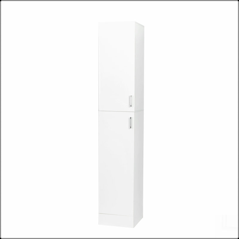 Freestanding  Cabinet with Inadjustable Shelves and two Doors, White
