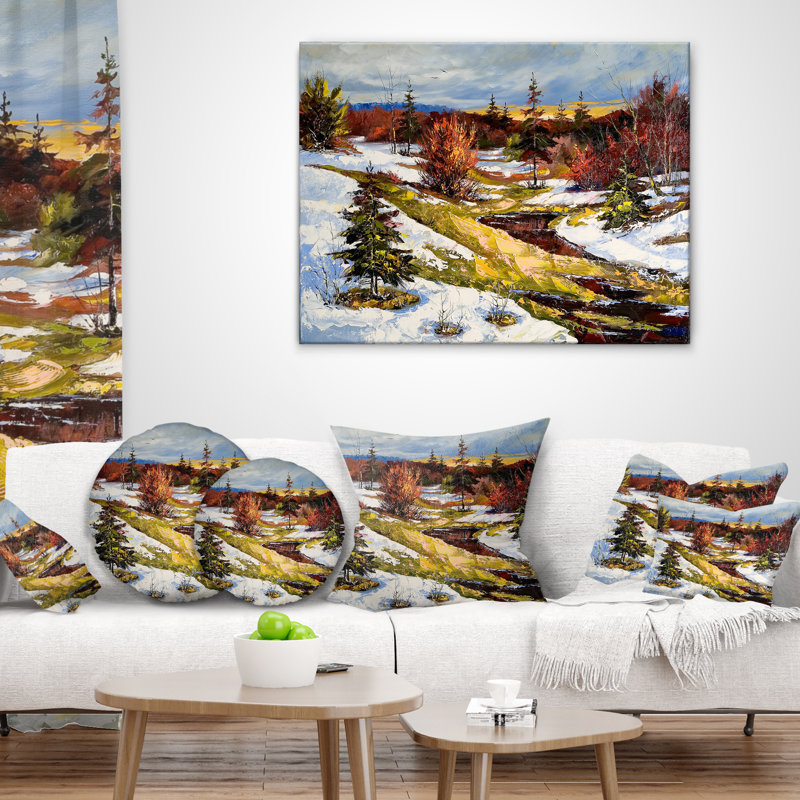 Paysage, paysage, vallée de printemps avec oreiller de rivière, Rectangulaire, 12 po x 20 po