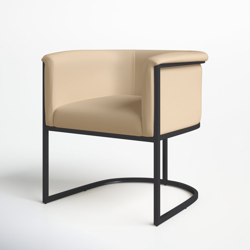 Virgil Faux Leather Upholstered Arm Chair, Tan, 1