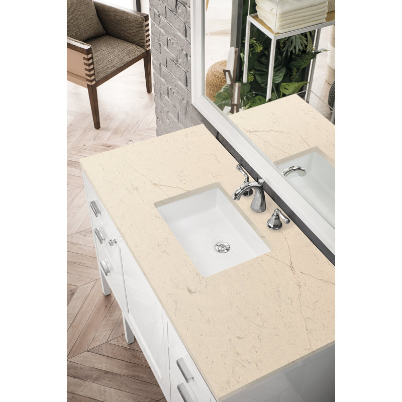 Addison 48'' W Single Vanity, Glossy White, 8" Widespread, Tajnar Eclos