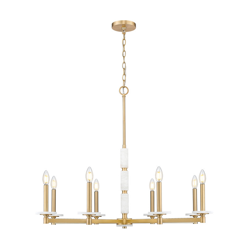 Lustre moderne Kaden, Doré, H 29,25 po x l 36,5 po x P 36,5 po, 8 lumières