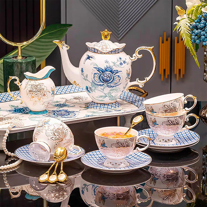 DNGJU 30.7oz. Floral Teapot Set
