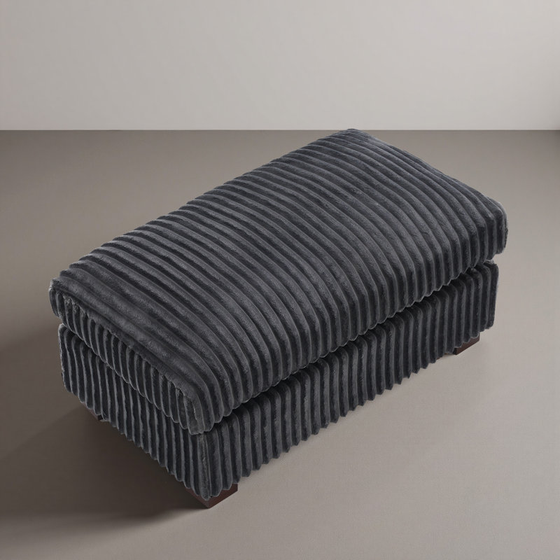 40.15cm Wide Rectangle Solid Colour Footstool Ottoman, Grey