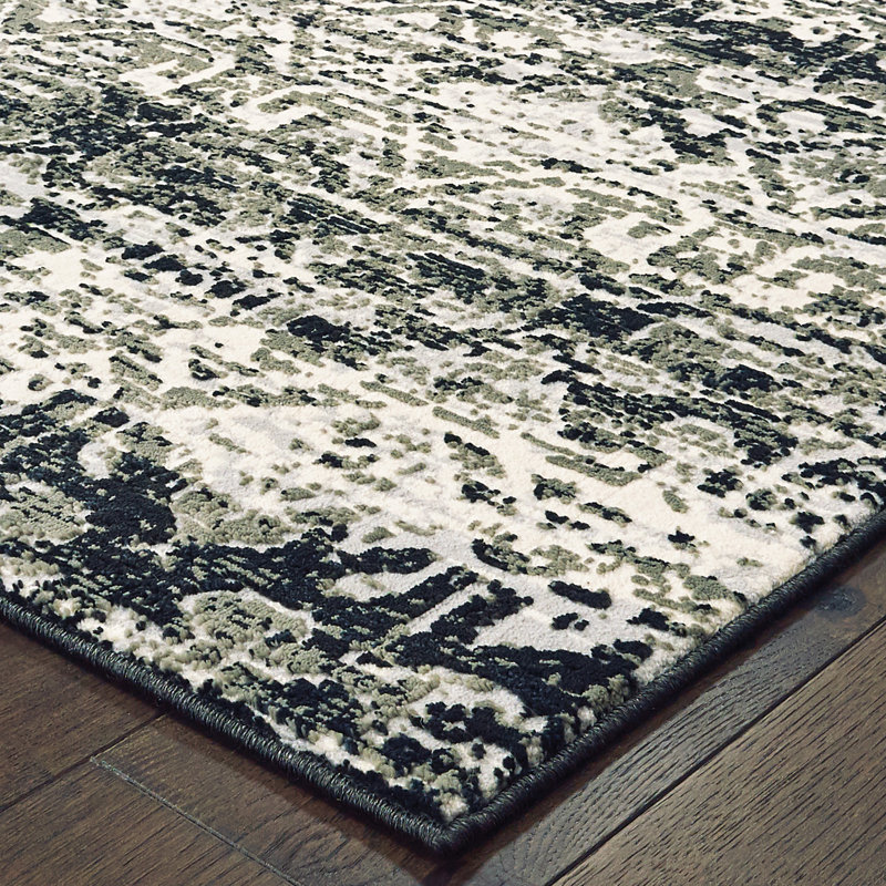 Tapis bleu marine / noir Laurie, Tapis de couloir 2 pi 3 po x 7 pi 6 po