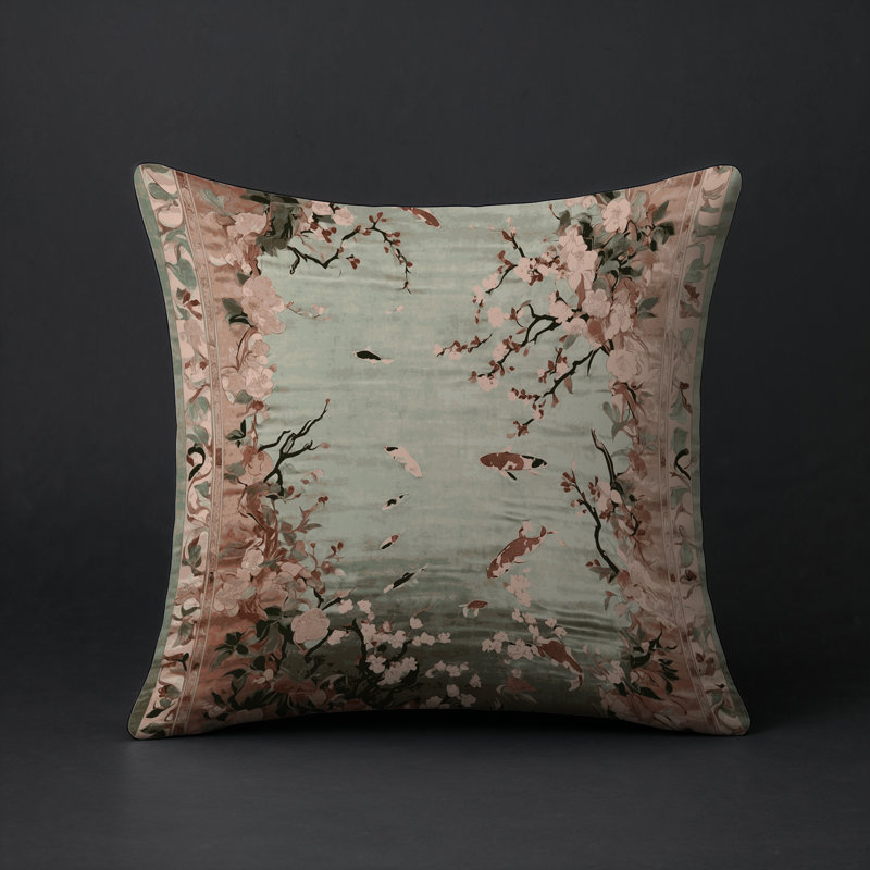 Coussin décoratif intérieur et extérieur Modern, Gris floral 49, Carré 16 po
