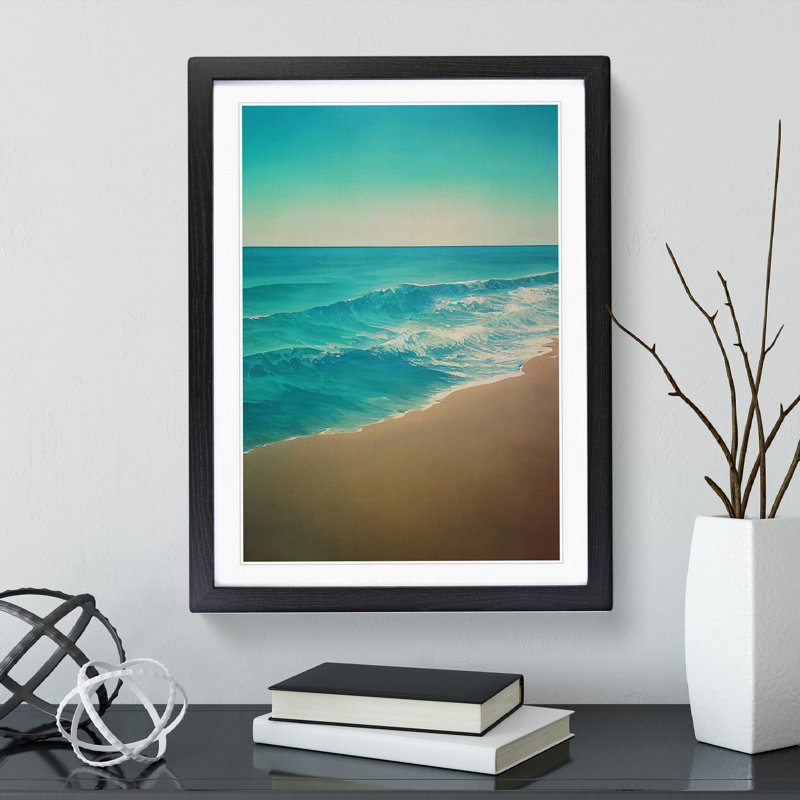 Calming Beach - Single Picture Frame Print, Black, 46cm H x 34cm W x 2cm D