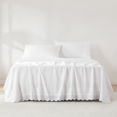 Coastal Chic Scalloped Edge Cotton Sheet 4Pc Set