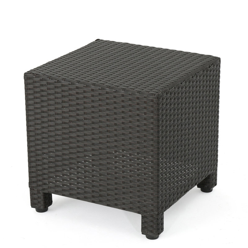 Table d'appoint cubique en rotin, Marron foncé