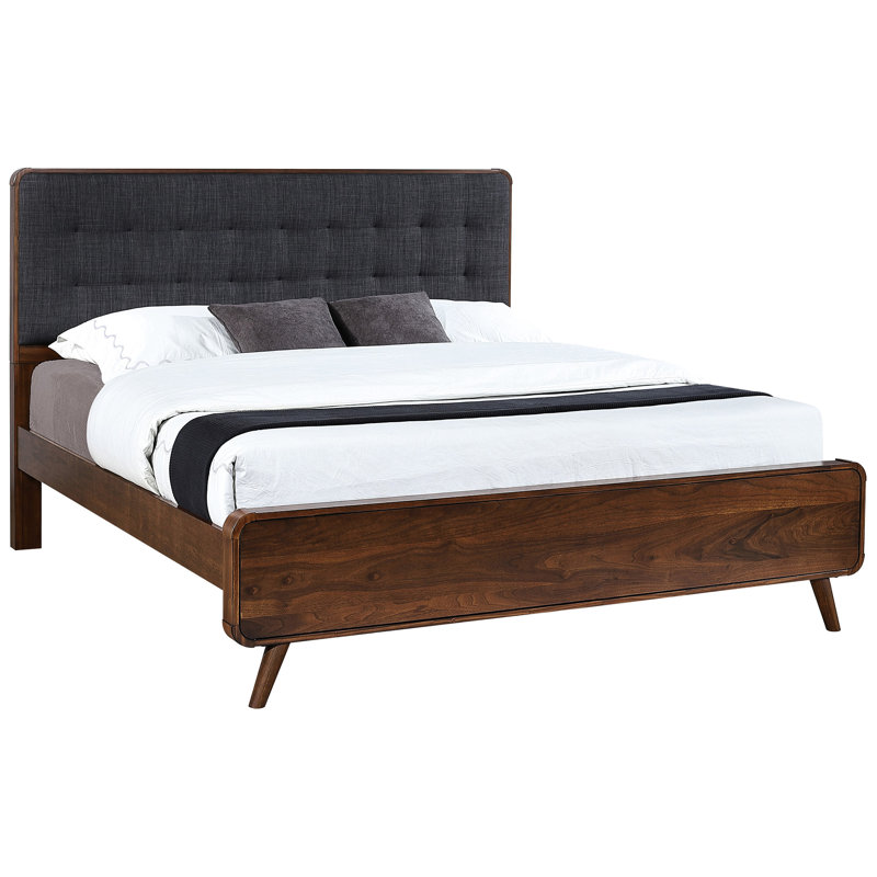 King Size Dark Walnut Contemporary Panel Bed For Bedroom, Offering Built - In Storage Solution, 80.42 Inches Wide Frame Style Having Rounded Corners And Airy Feel, 86.5 Long Bedroom