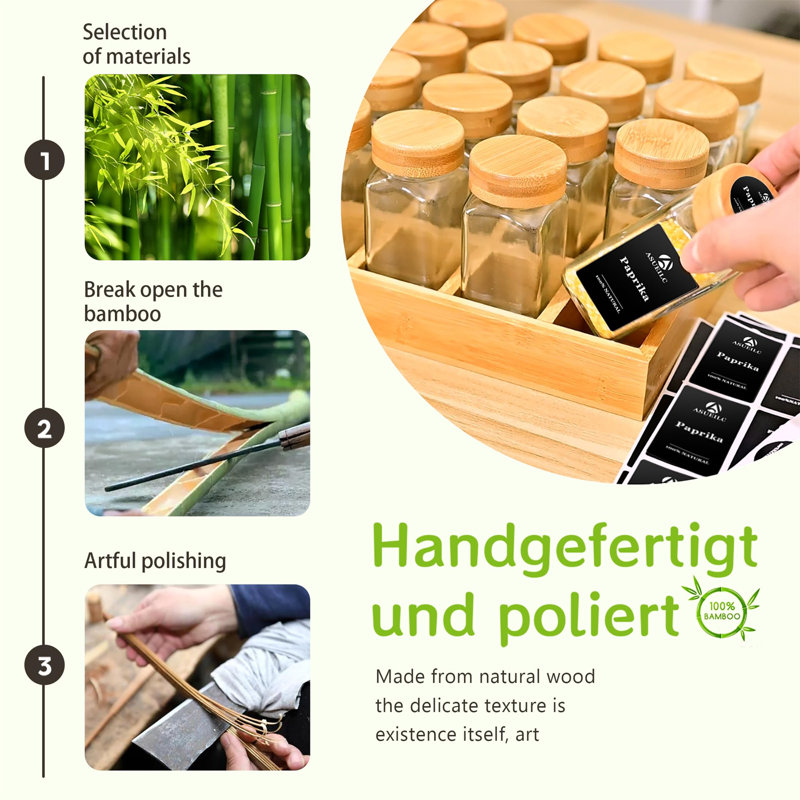 Bamboo Spice Jar & Rack Set