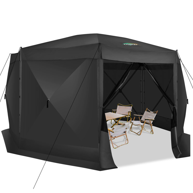 Pavillon de jardin escamotable 15 x 15 pi, Noir, noir, noir, noir