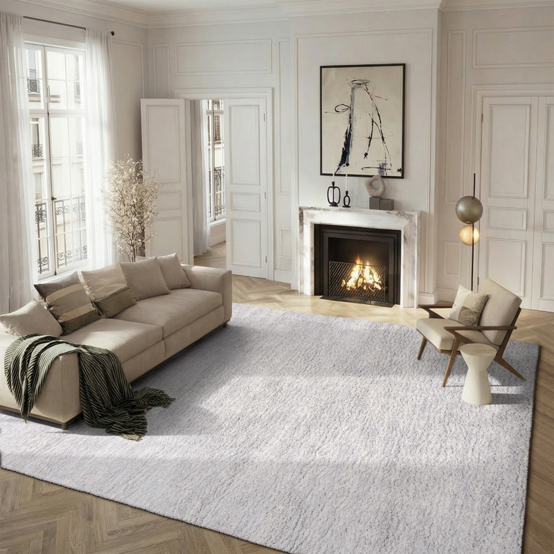 Tapis gris / ivoire en polyester tissé à plat Clemts, Tapis de couloir 2 pi 3 po x 10 pi