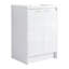 Meuble-lavabo autoportant de 48 po avec lavabo en résine, 2 espaces de rangement, charnières à fermeture douce, contreplaqué blanc brillant, bacs Scheme