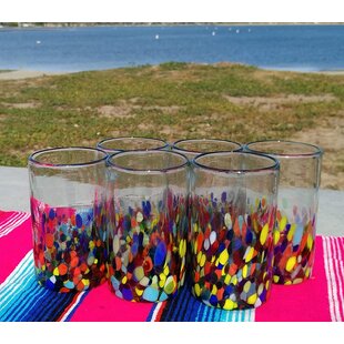 Set of six (6) 16 oz. Multi Color, Confetti Swirl Mexican glasses