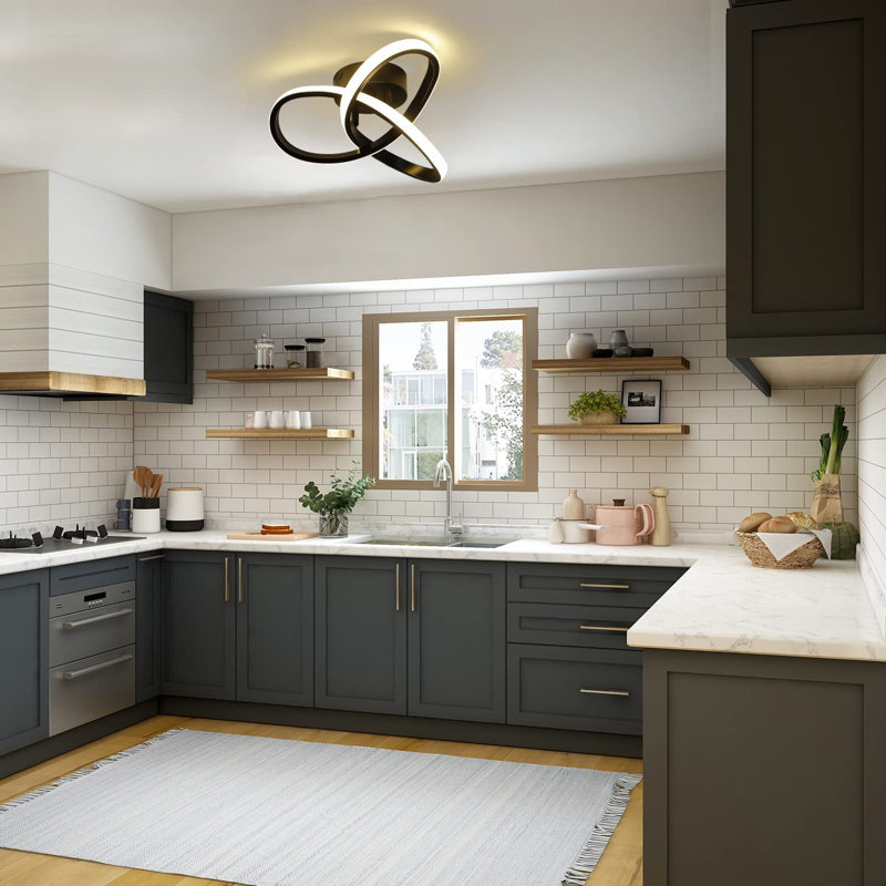 2-Light 24cm LED Flush Mount, Black