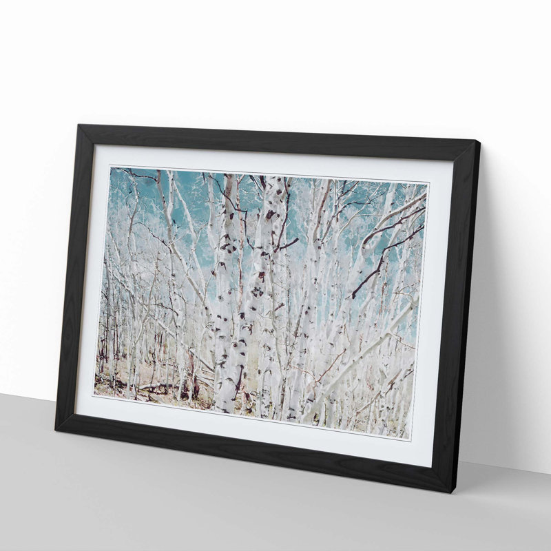 Birch Trees in Utah in Abstract - Picture Frame Graphic Art Print, 27cm H x 36cm W x 2cm D, Black Framed