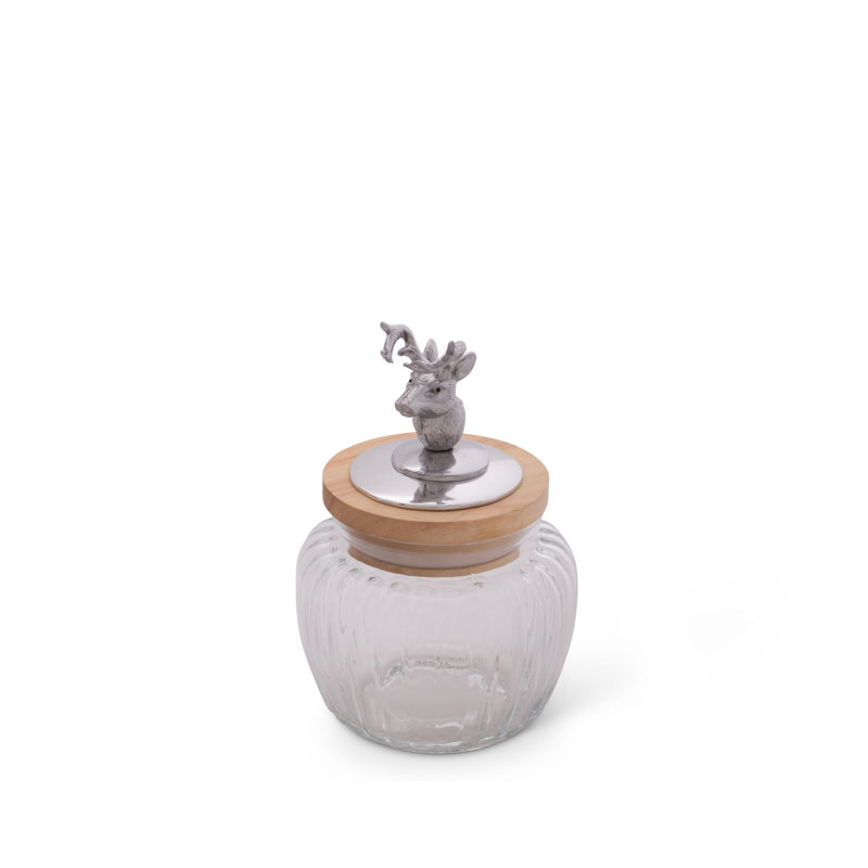Antler Glass Jar, 6" H x 4.5" W x 4.5" D