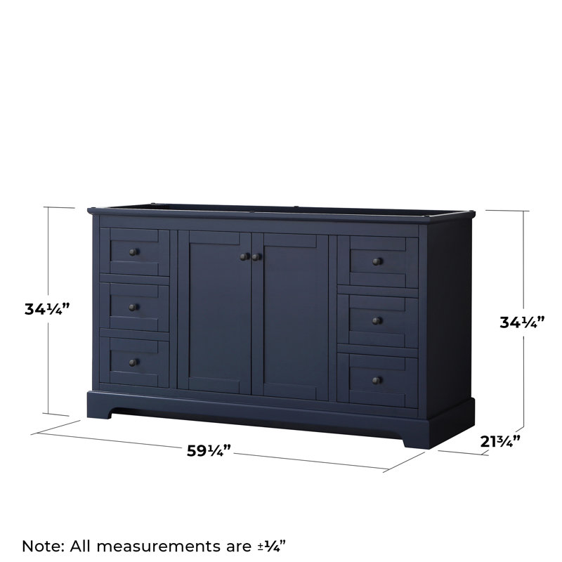 Avery 58'' Single Bathroom Vanity Base Only, Dark Blue/Matte Black