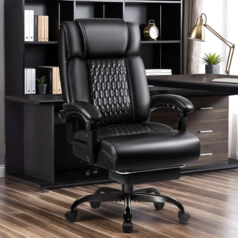 Fauteuil de direction inclinable ergonomique avec repose-pieds Home Office, Noir