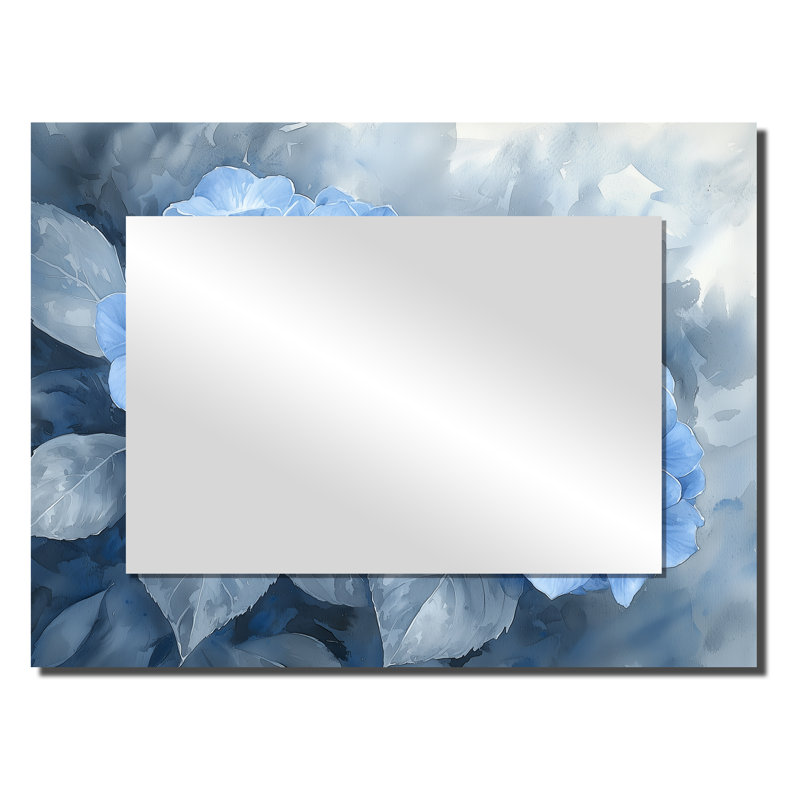 Hydrangeas In Greyscale Garden II - Art mural miroir décoratif floral - imprimé sur métal, 24 po x 32 po