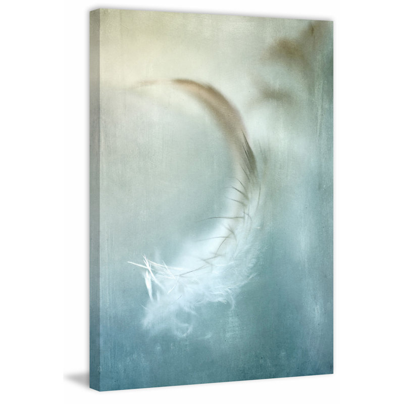 "Wind Blown Feather" Print on Wrapped Canvas, 24" H x 16" W x 1.5" D