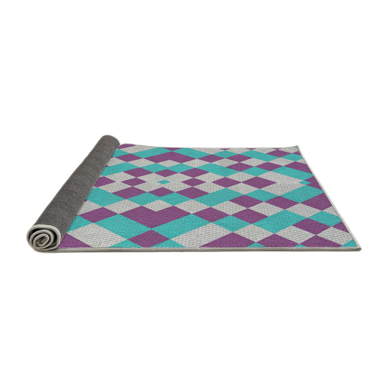 Tapis décoratif bleu géométrique Schermerhorn, Rond 6 pi
