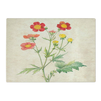 Tempered Glass Geum Flowers by Pierre Joseph Redoute Chopping Board