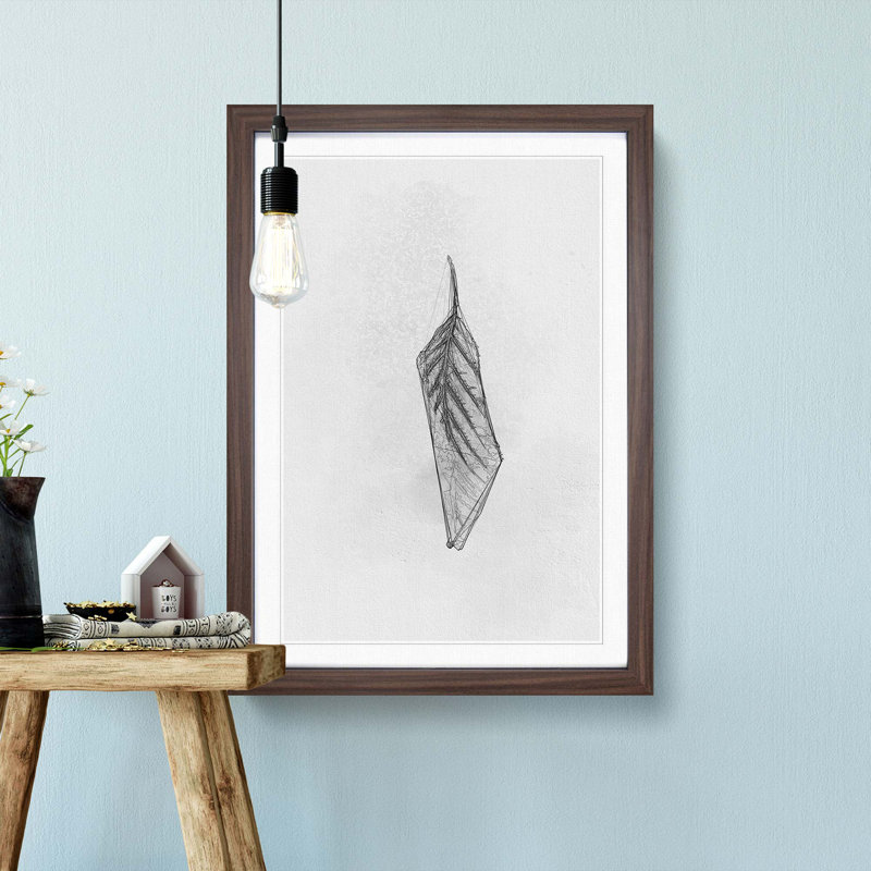 Lone Leaf in Abstract - Picture Frame Graphic Art Print, Walnut, 76cm H x 50cm W x 2cm D