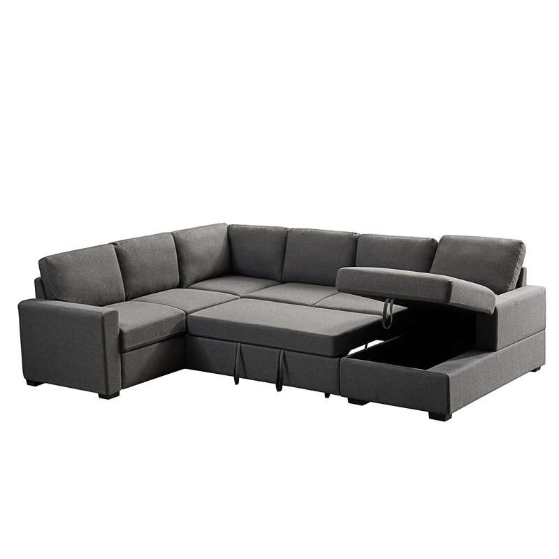 Canapé modulaire 4 pièces Calliegh, Lin gris foncé