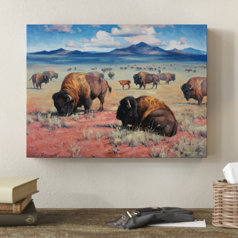 « home on the range », peinture sur toile tendue, H 14 po x l 19 po x P 2 po