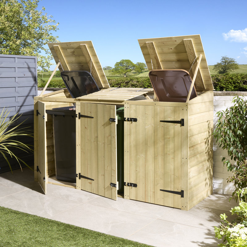 Wooden Triple Bin Store