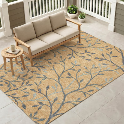 Tapis Chantille ACN3024 à motif floral, lavable à la machine, pour intérieur et extérieur
