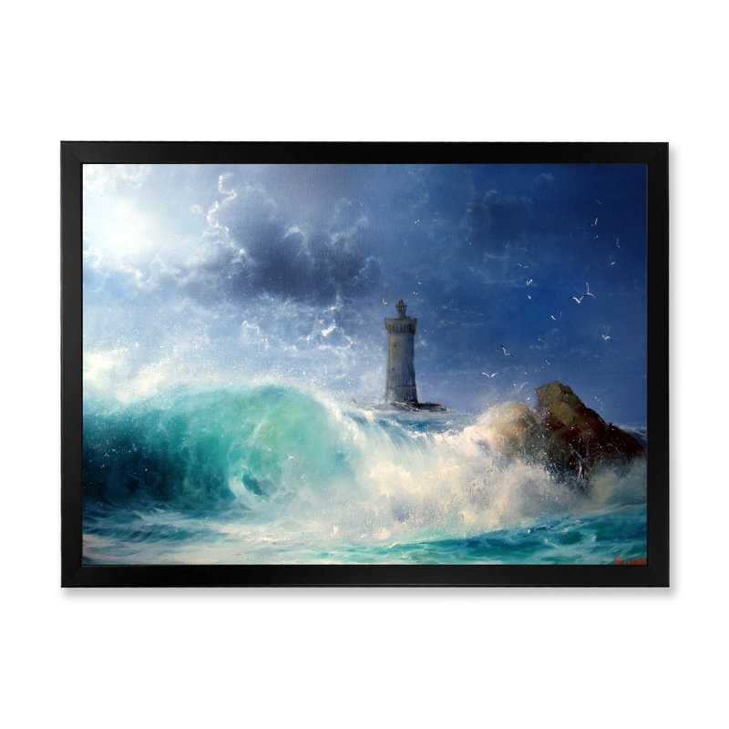 Reproduction d'art nautique et côtier sur toile, H 12 po x l 8 po x P 1 po, Cadre photo noir
