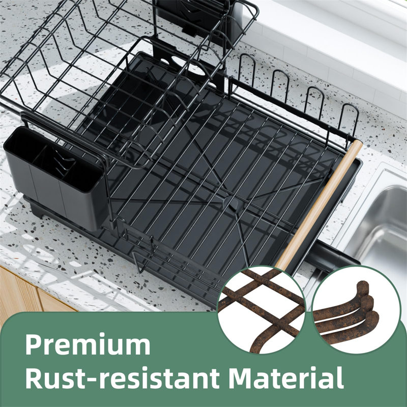 2-Tier Dish Drying Rack With Automatic Drainboard