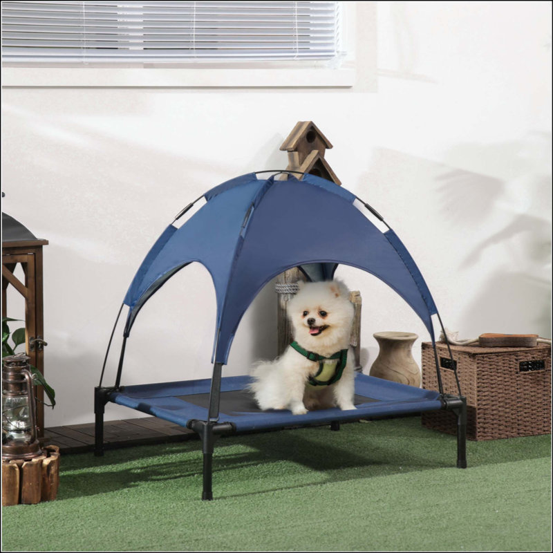 Lit surélevé portatif pour chien avec abat-jour de protection UV