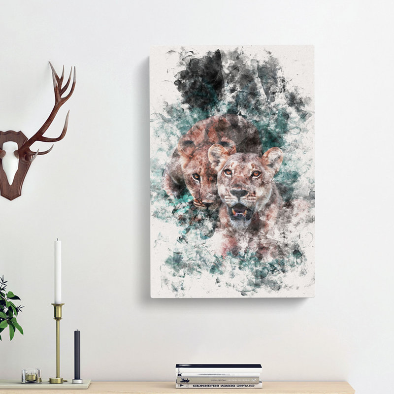 Lioness Duo - Wrapped Canvas, 50cm H x 35cm W x 3cm D