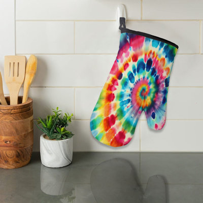 Bright Rainbow Swirls Oven Mitt Cotton Twill