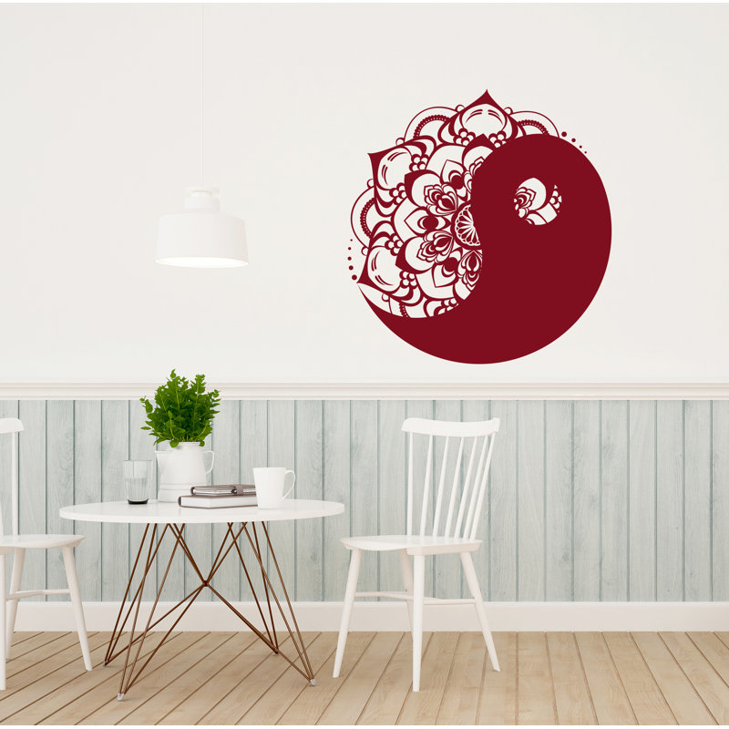 Adhésif décoratif mandala bohémien, H 20 po x l 22 po, Bourgogne