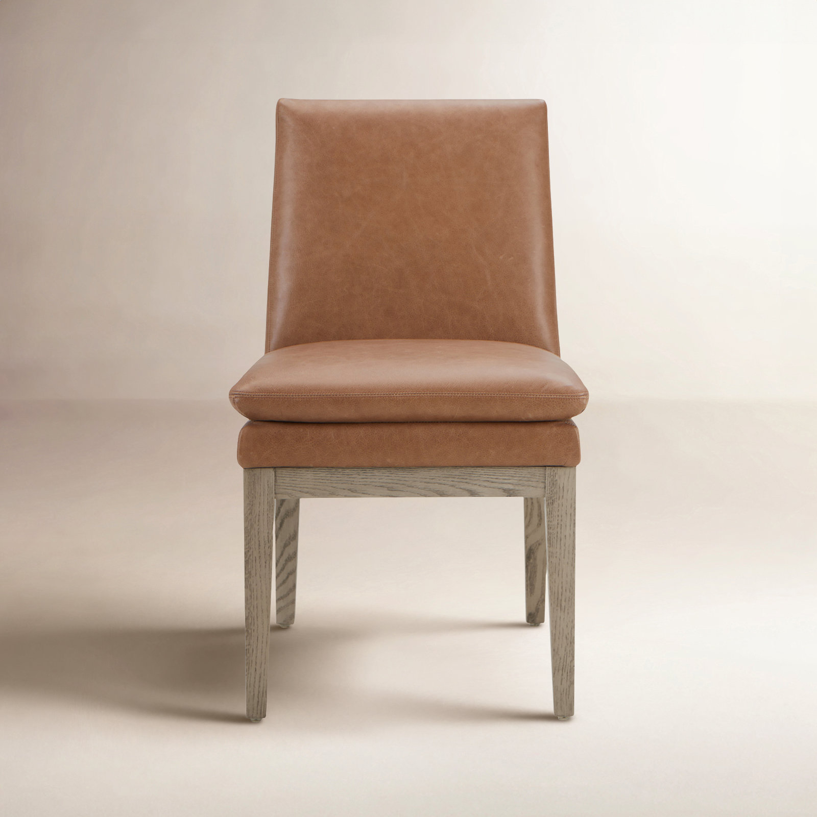 Bethea Genuine Leather Oak Dining Chair, Marseille Saddle Top Grain Leather