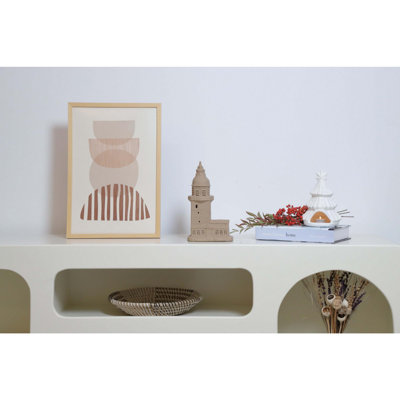 Élégant objet décoratif en céramique, beige, 7,1 x 3,1 x 10,8 pouces | 100% céramique de haute qualité, idéale pour la décoration intérieure | Pièce décorative parfaite pour le salon, la chambre à coucher ou le bureau, design élégant et polyvalent
