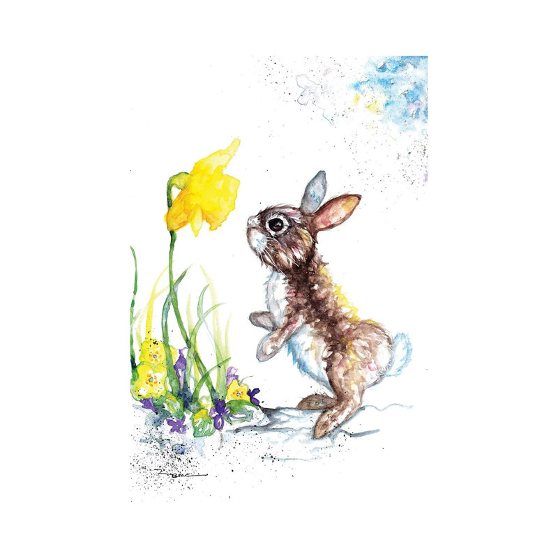 Rabbit And Daffodil by BebesArts - Wrapped Canvas Gallery-Wrapped Canvas Giclée, 20.32 cm H x 30.48 cm W