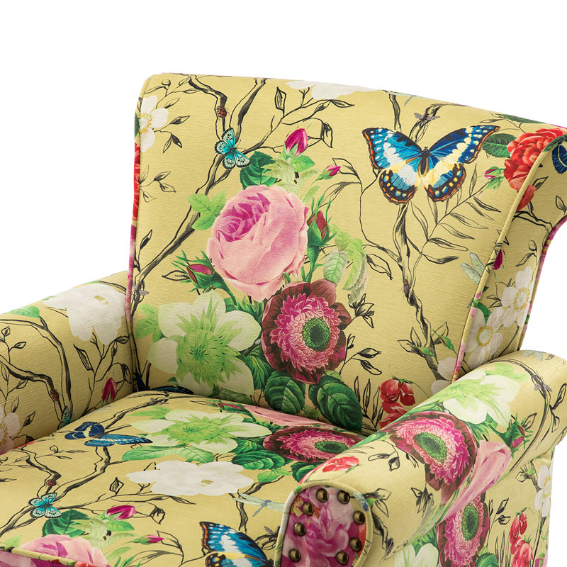 Asul Armchair with Nailhead Trim, Mustard Velvet