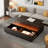 Modern Rectangular Coffee Table With Led Lights, 2 Drawers And Open Storage Shelf-886175084