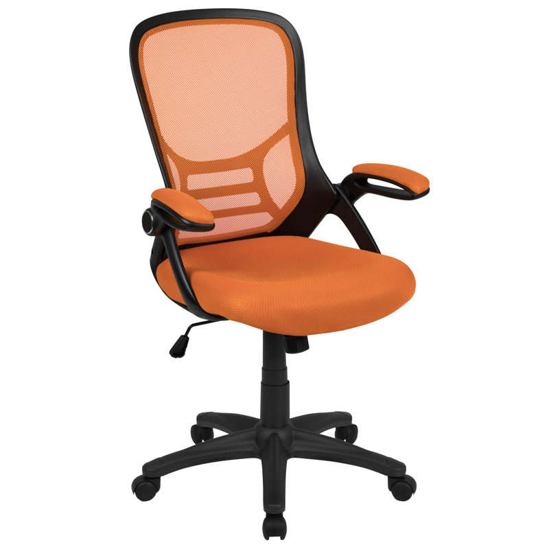 High Back Orange Mesh Ergonomic Swivel Office Chair with Adjustable Arms
