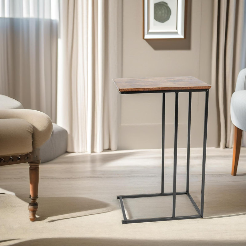 Alahya C Shaped Side Table with Metal Frame End Sofa Tables Living Room Furniture