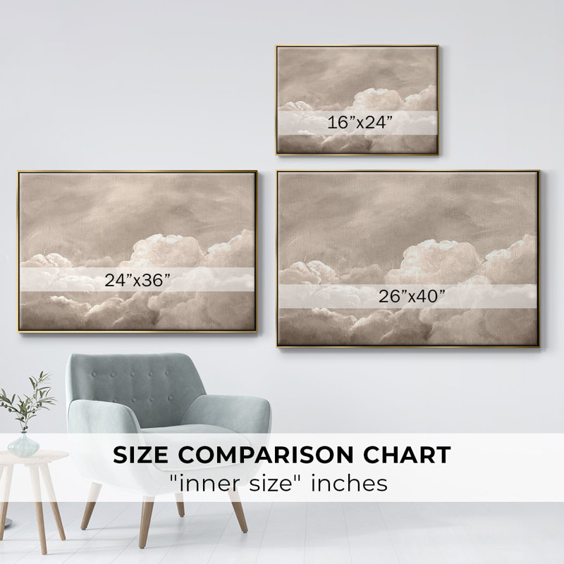 «Painted Clouds I», reproduction d'art sur toile, H 17 po x l 25 po x P 2 po, Or