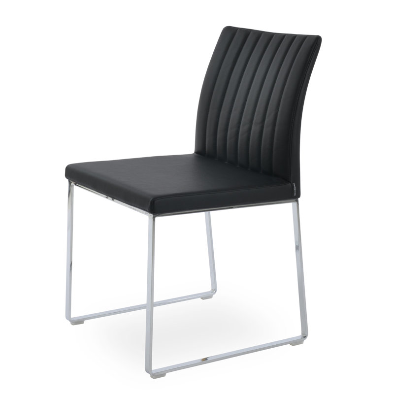 Chaise de salle à manger Zeyno, Noir, Chrome
